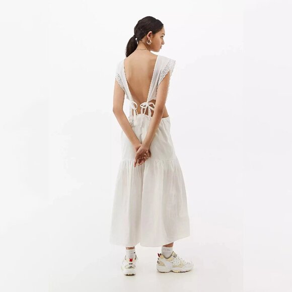 Urban Outfitters Macie Lace Apron Front Midi Dress XL 12 Women Casual NEW 38783 - Picture 3 of 5